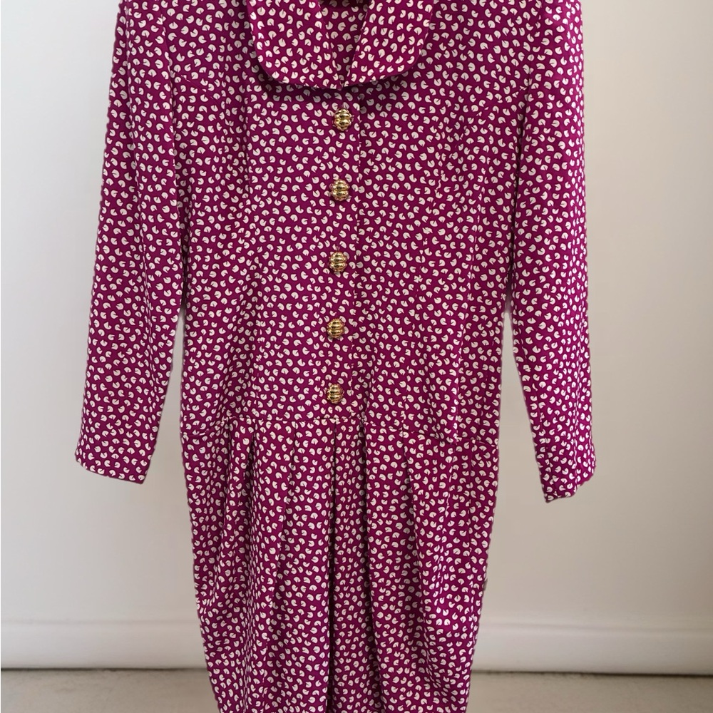 Vintage Chaus Pink Printed Blouse with Cream Motif